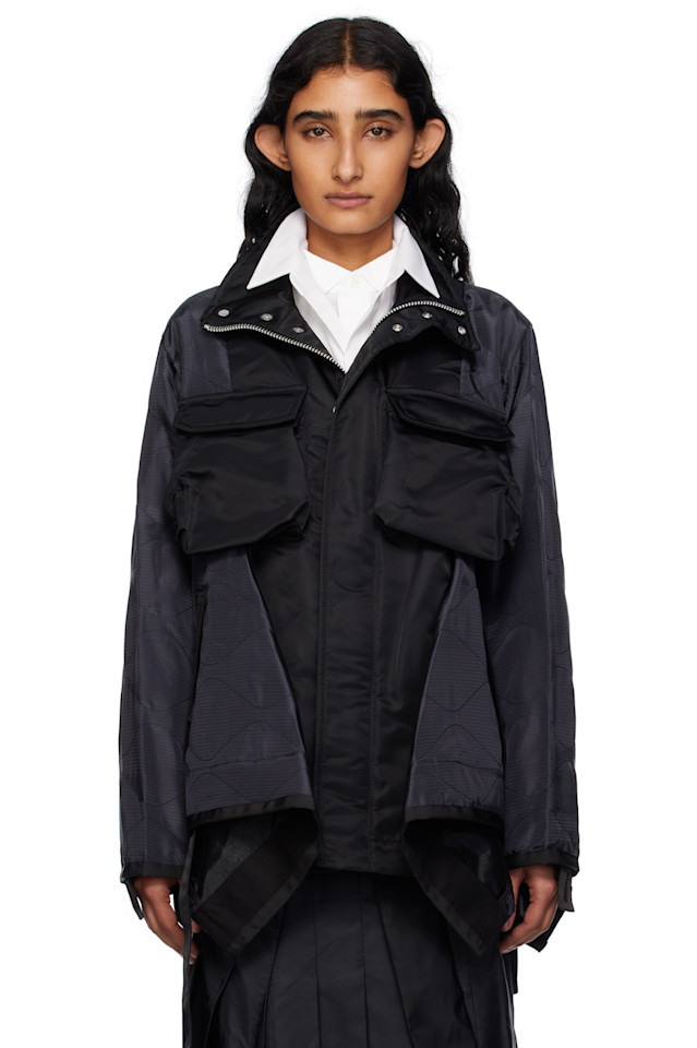 

Смесовая куртка из нейлоновой саржи Sacai, черный