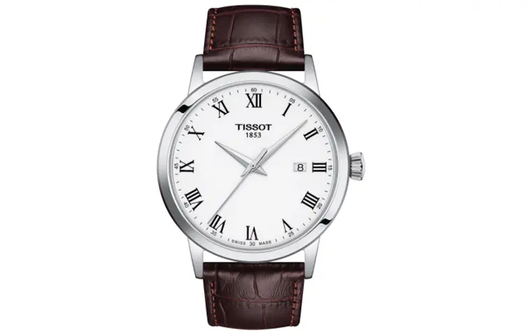 

Мужские часы TISSOT T129.410.16.013.00 с кварцевым механизмом, белый циферблат 42 мм, корпус из нержавеющей стали, кожаный ремешок