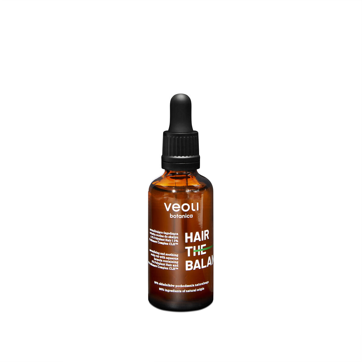 Veoli Botanica, Нормализующее и успокаивающее водное средство для мытья головы Hair The Balance с 3% Polyplant Hair и 3% Prorenew Complex Clr, 50 мл — фото 2