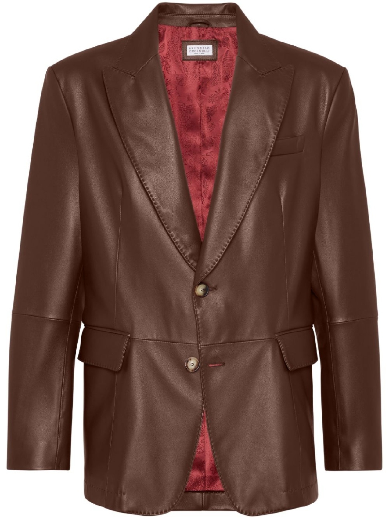 

Brunello Cucinelli кожаный пиджак, коричневый