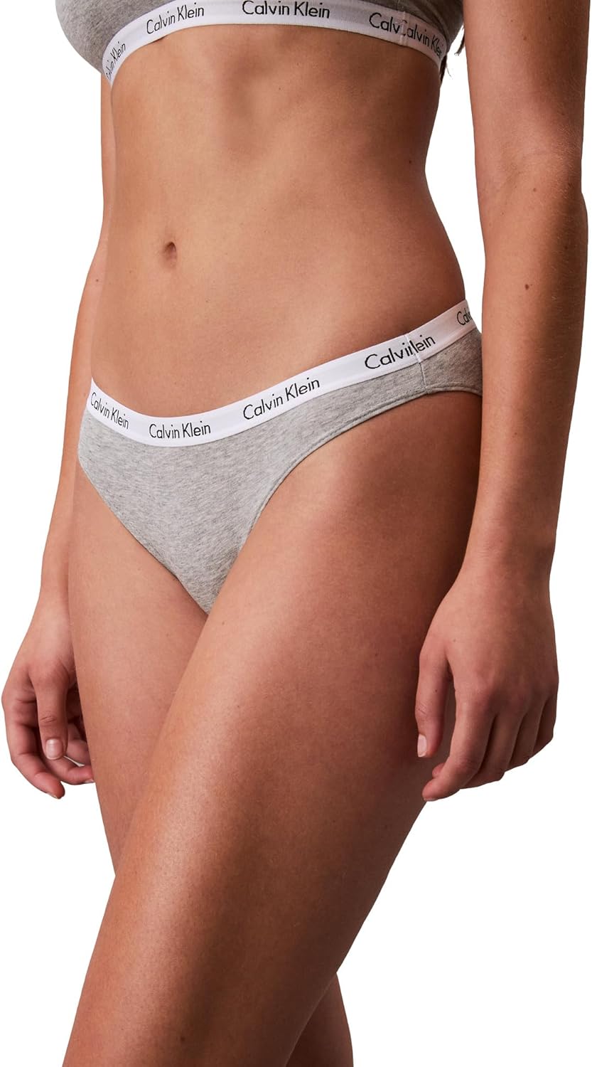 Женские трусики-бикини Calvin Klein Carousel Logo из хлопка и стретч-хлопка, 5 шт., Black/Cedar/Grey Heather/Nymphs Thigh/Heart Striped Black — фото 4