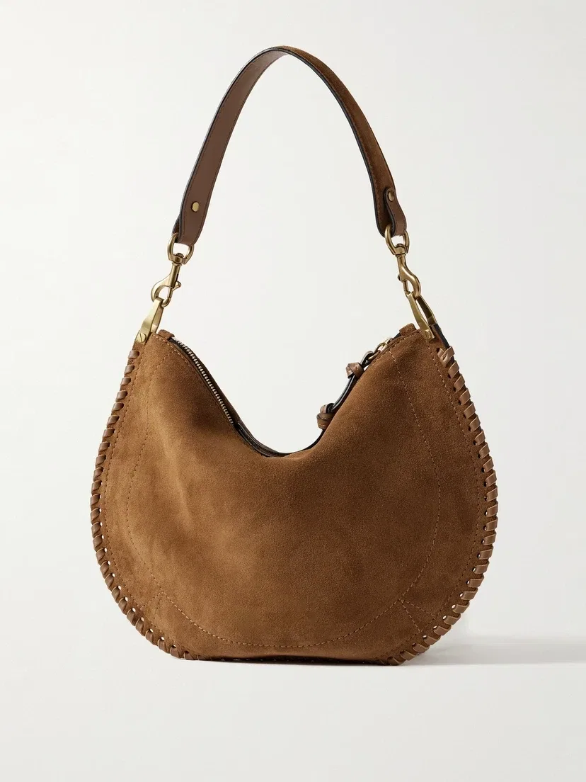 Сумка через плечо Oskan Soft Zipped из замши с кожаной отделкой ISABEL MARANT, коричневый — фото 3