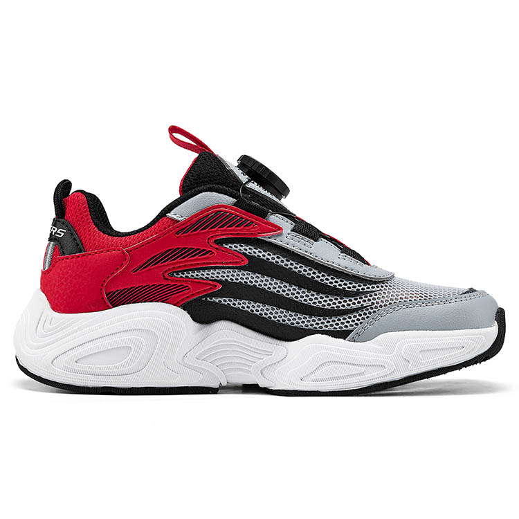 Skechers Kids Противоскользящие износостойкие низкие детские повседневные кроссовки gray red для подростков — фото 4