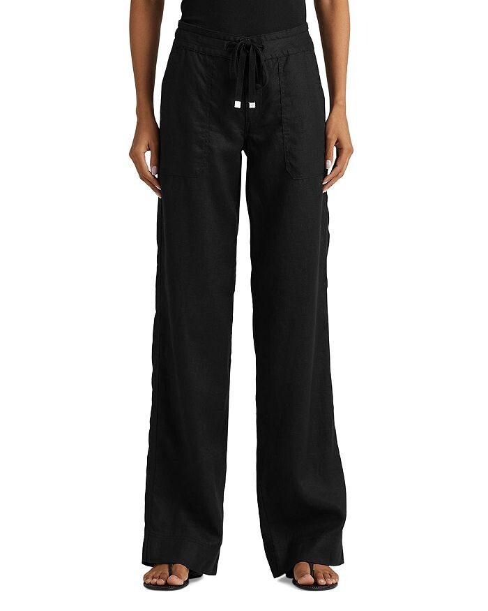 

Широкие льняные брюки Ralph Lauren, Черный, Широкие льняные брюки Ralph Lauren