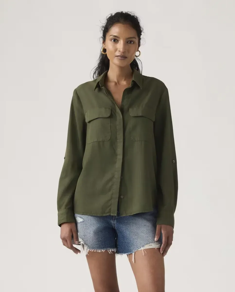 Женская рубашка с длинным рукавом Levi's, зеленый