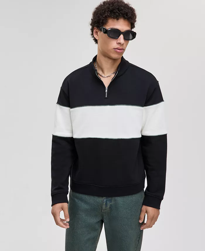 

Мужская свободная толстовка с застежкой-молнией на половину длины Mode Of One, черный