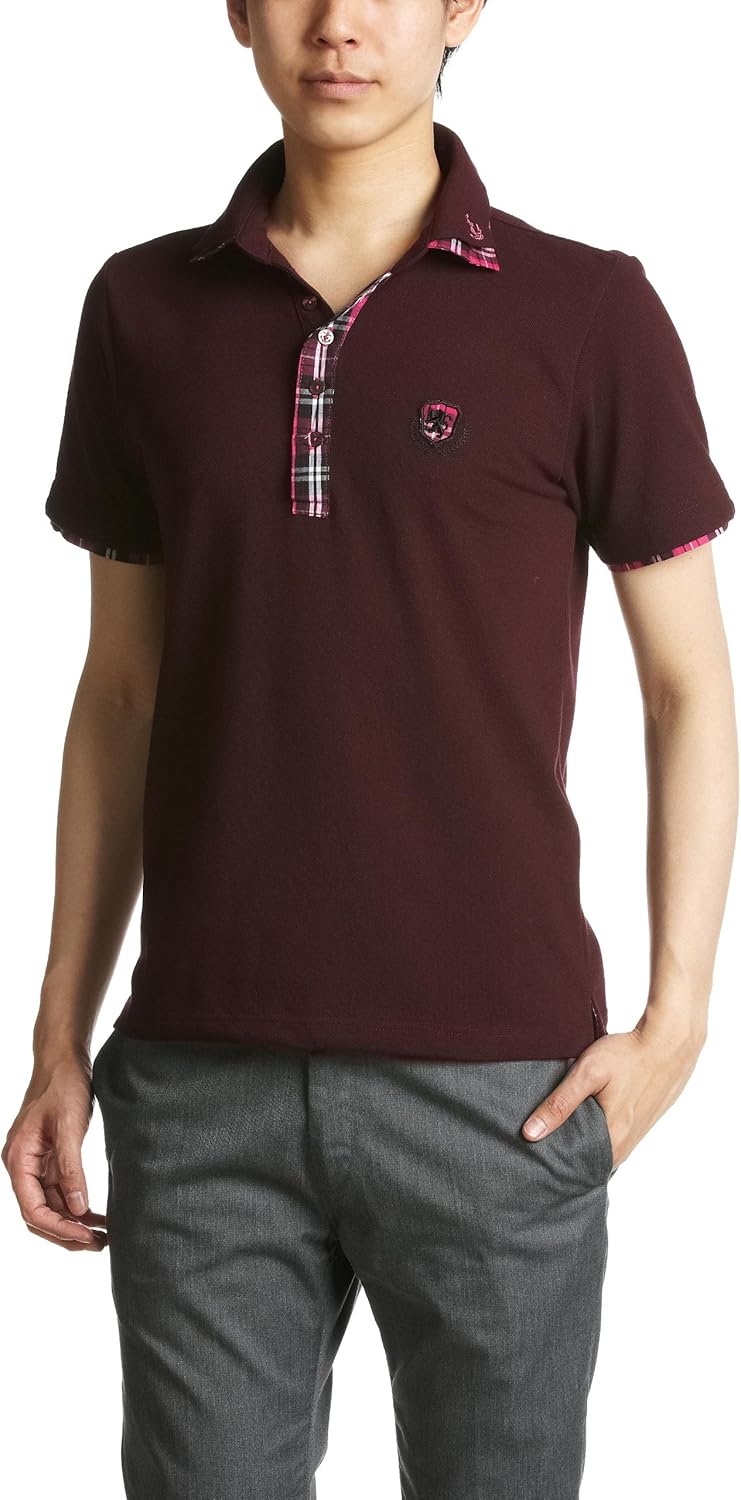 

Поло с двойным воротником и клетчатым узором в клетку Pincponc, винный