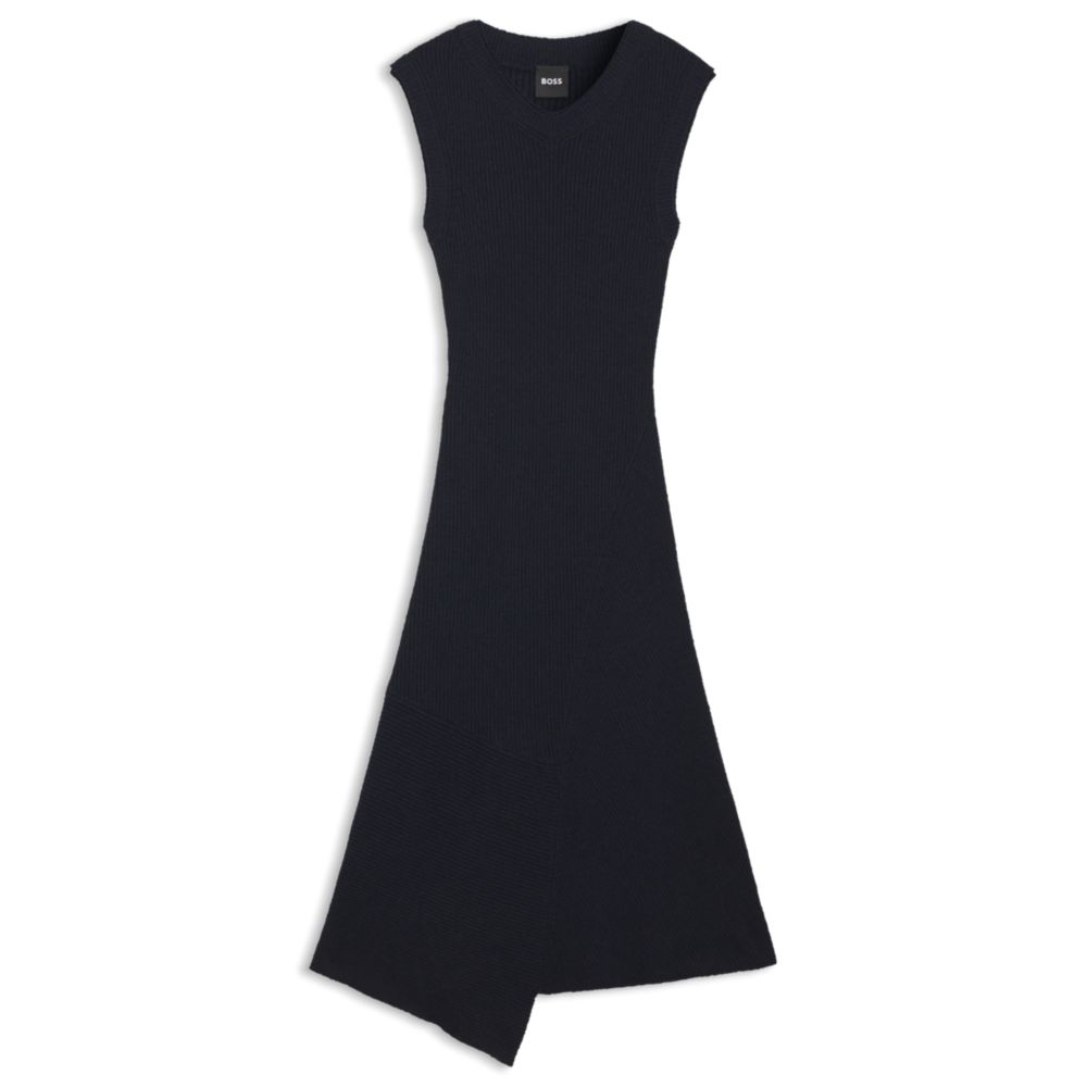 

Платье приталенного кроя из пряжи букле BOSS, темно-синий