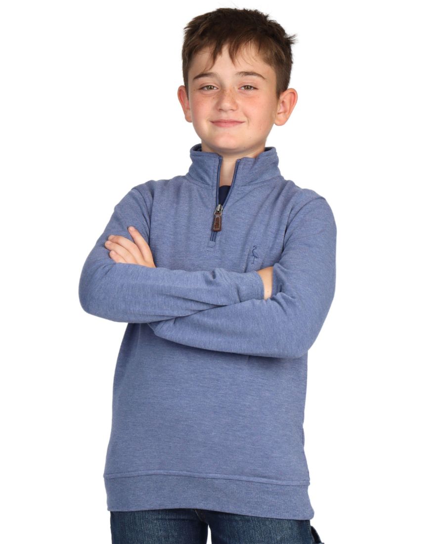 

Детская флисовая куртка-бомбер с замшевой отделкой и застежкой-молнией до середины груди Tailorbyrd, Denim blue heather