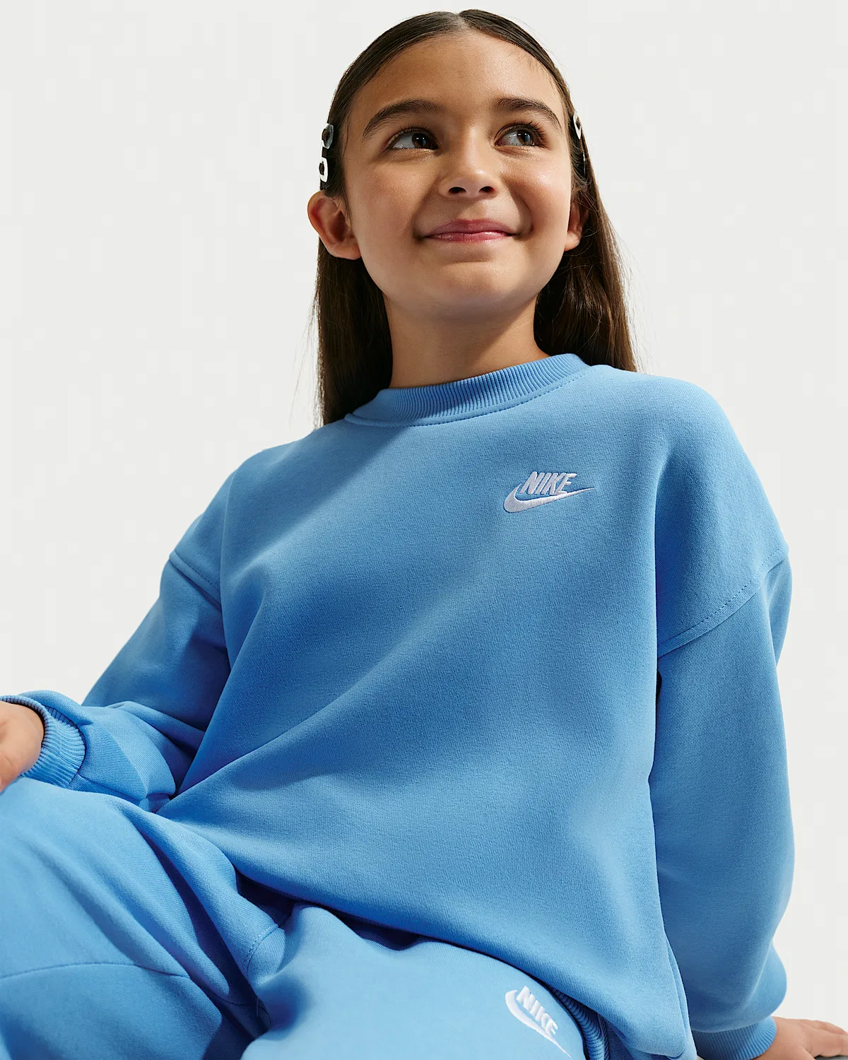 Детская увеличенная толстовка Nike Sportswear Club Fleece, University Blue/University Blue/White — фото 3