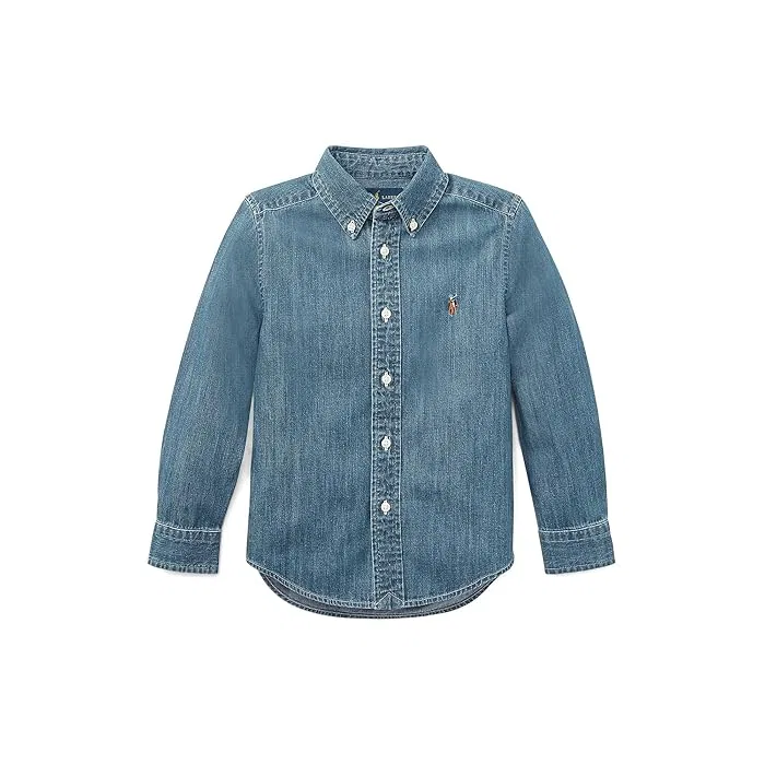 Рубашка хлопковая Cotton Chambray Shirt Polo Ralph Lauren Kids, Dark Blue