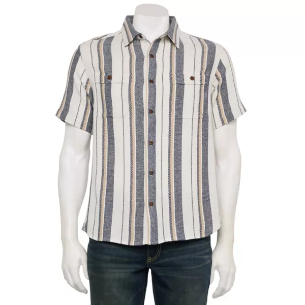 

Мужская рубашка с коротким рукавом и фактурной тканью Reverse Threads, цвет white wide stripe