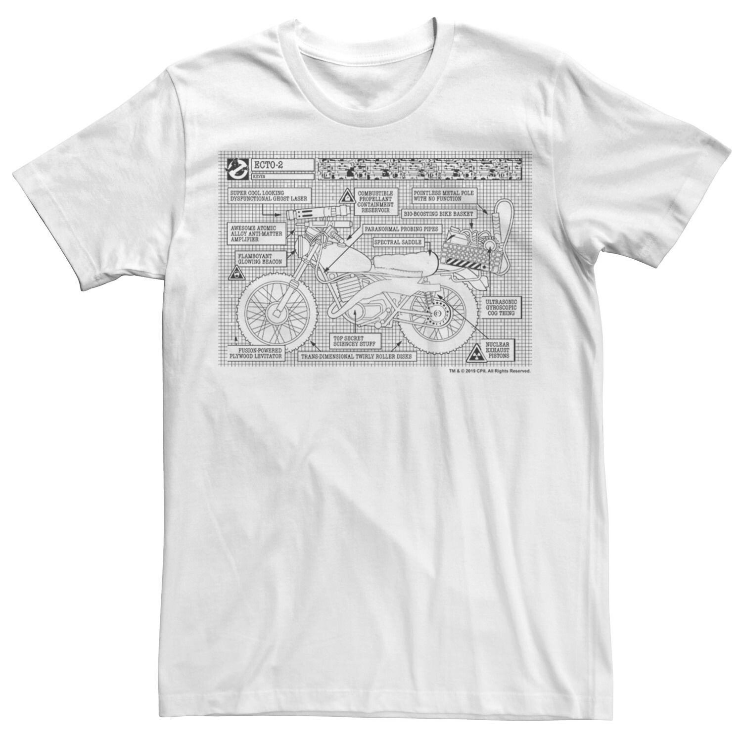 

Мужская футболка с рисунком Ghostbusters Ecto-2 Blueprint Licensed Character