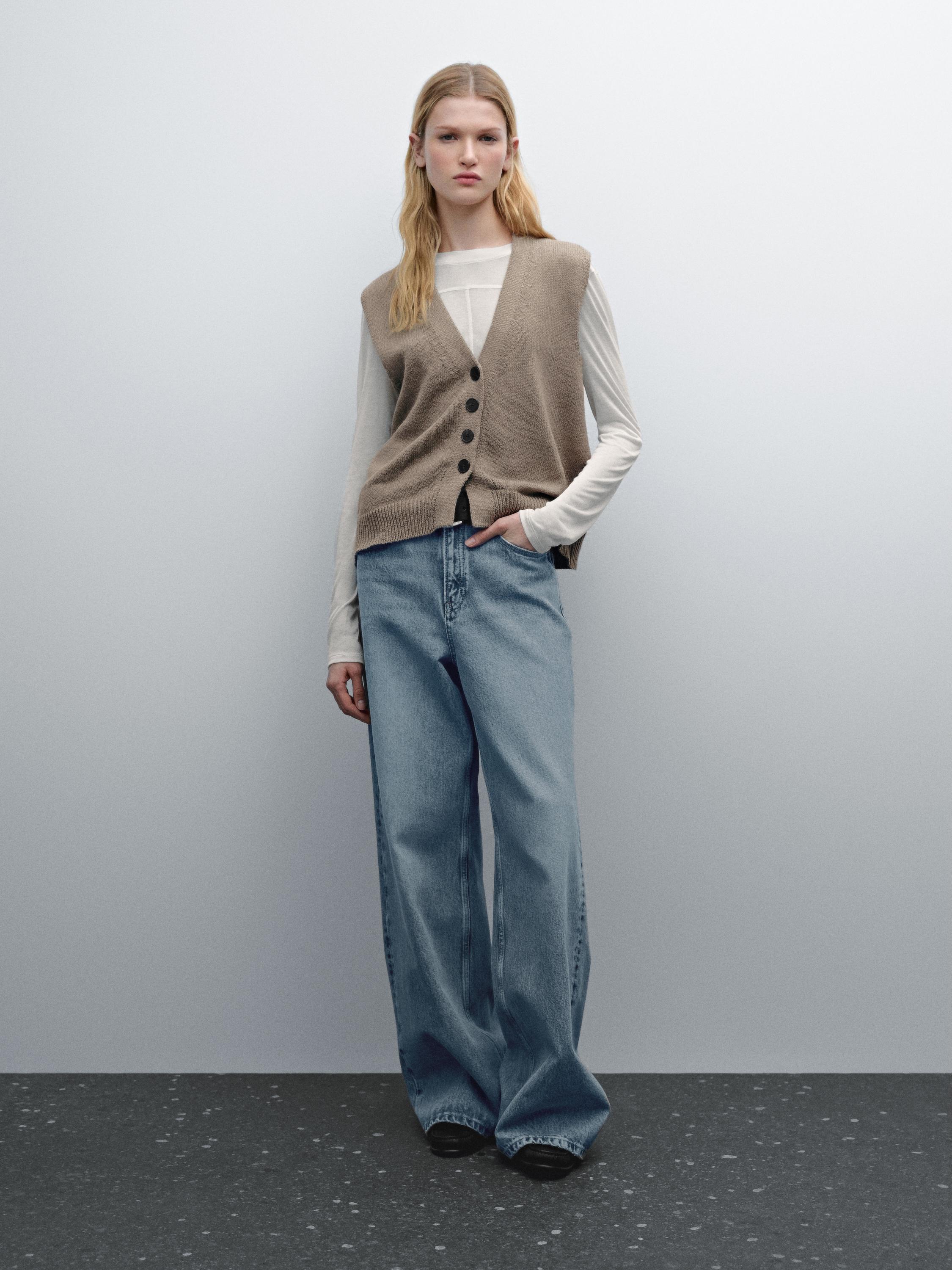 

Жилет из шерстяной смеси Massimo Dutti, коричневый