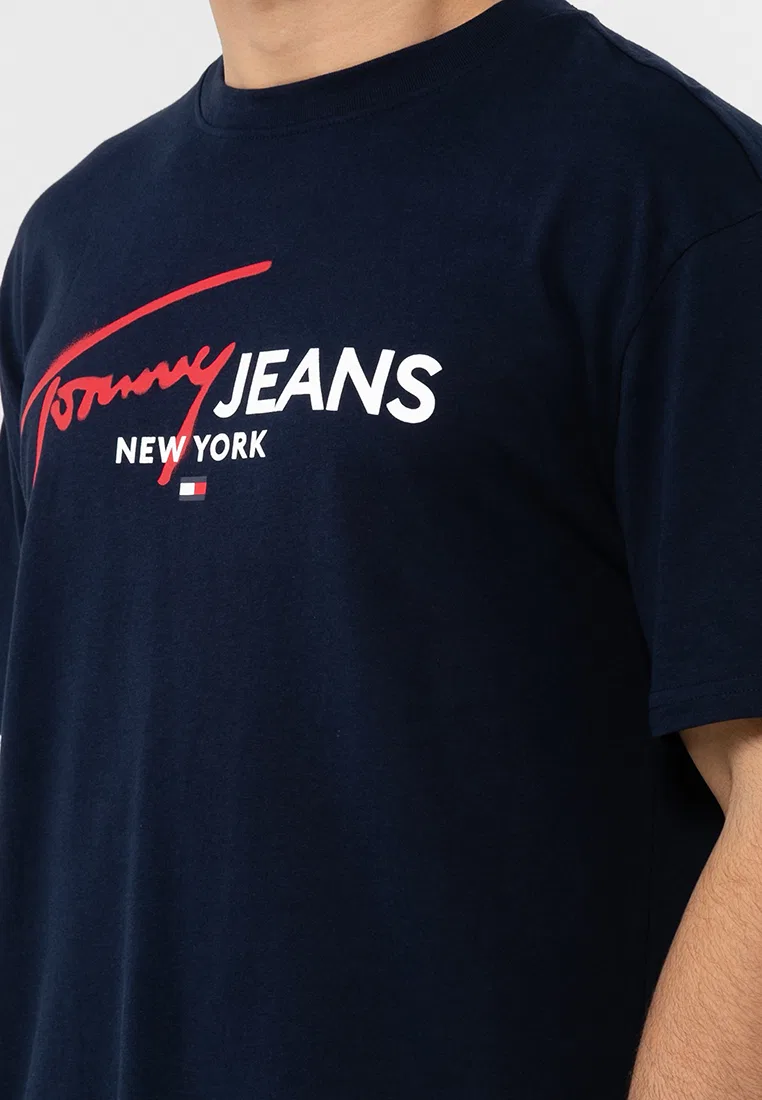 Футболка с принтом, короткий рукав, Tommy Jeans Tommy Hilfiger, темно-синий — фото 3