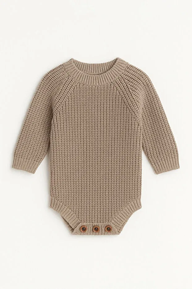Детское вязаный боди с длинным рукавом Babily, Beige