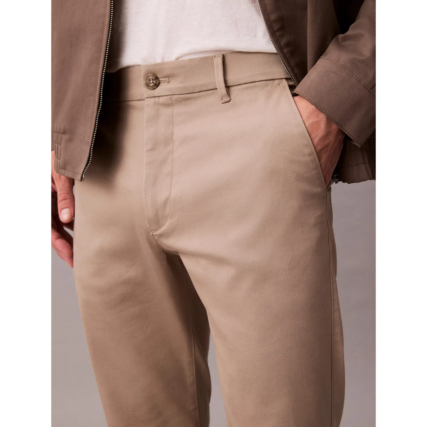 Мужские чиносы узкого кроя из эластичного хлопка Calvin Klein, Vintage Khaki — фото 4