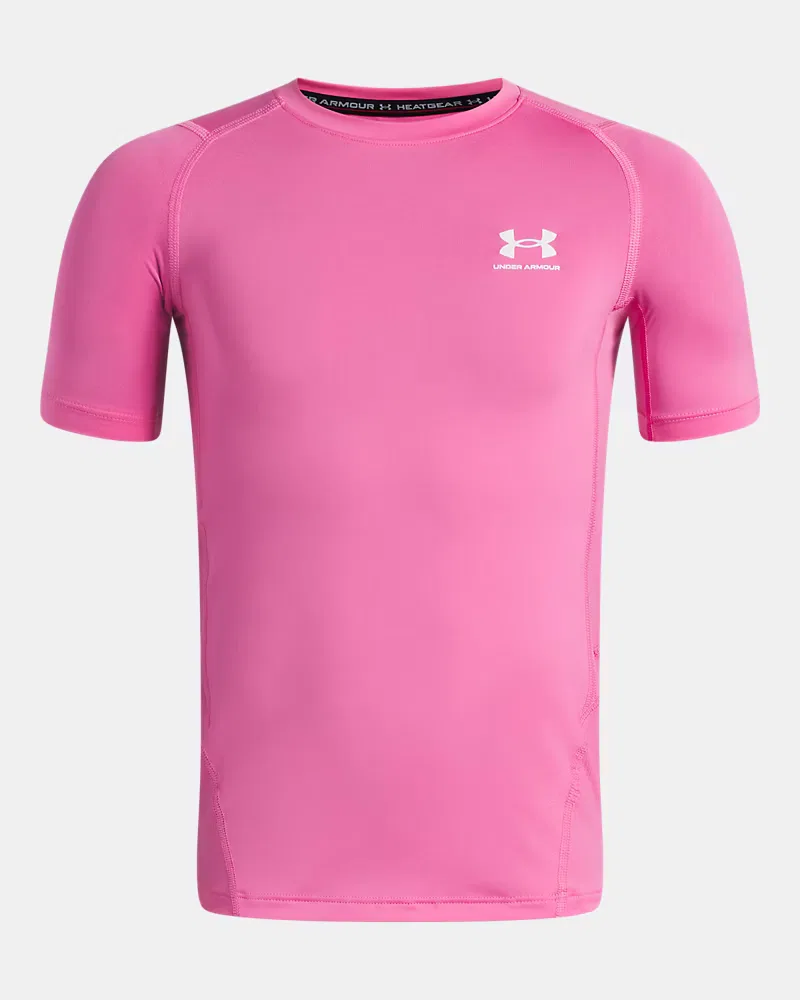 Футболка с коротким рукавом быстросохнущая HeatGear Armour UnderArmour, Pink Frenzy/White — фото 4