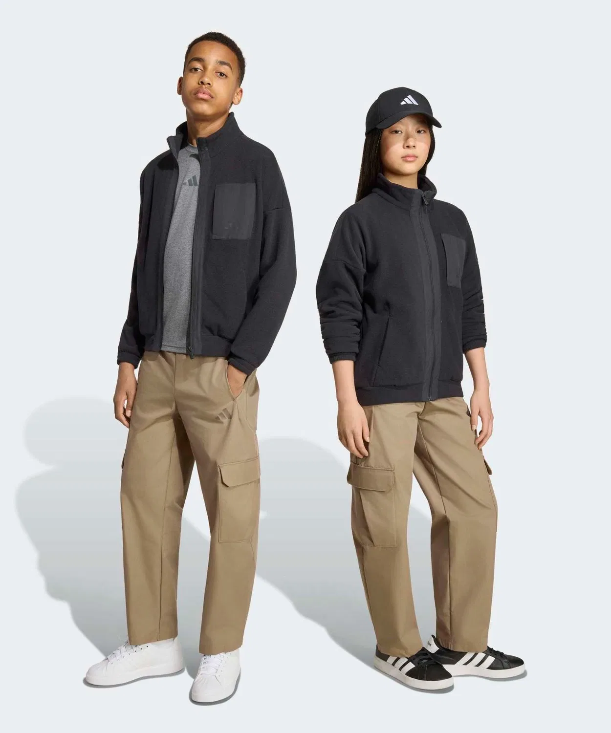Детские спортивные брюки свободного кроя с принтом Future Icon Barrel Shape Cargo Long Length Adidas, Beige