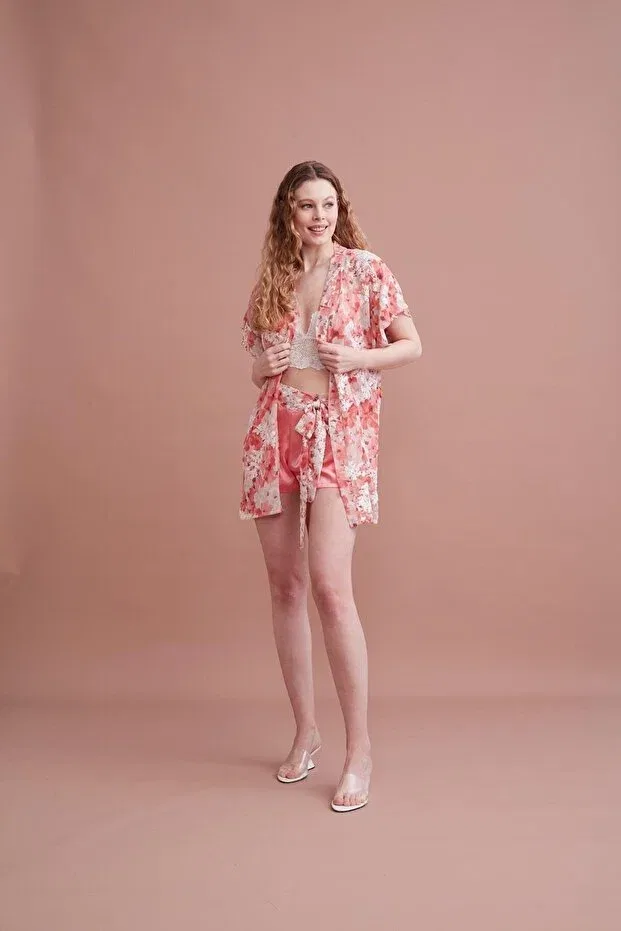 Детский пижамный комплект сатиновый Coral women's satin triple set Marpessa, Coral