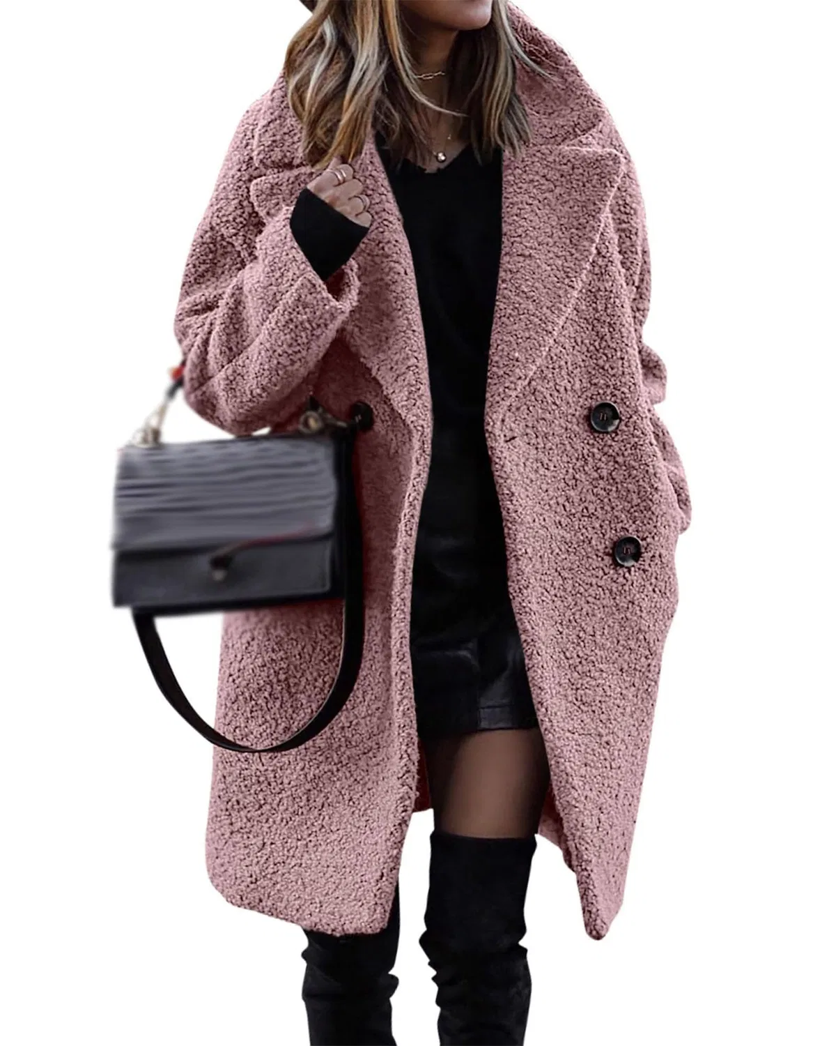 Женское пальто из искусственного меха с длинным рукавом, Rosa