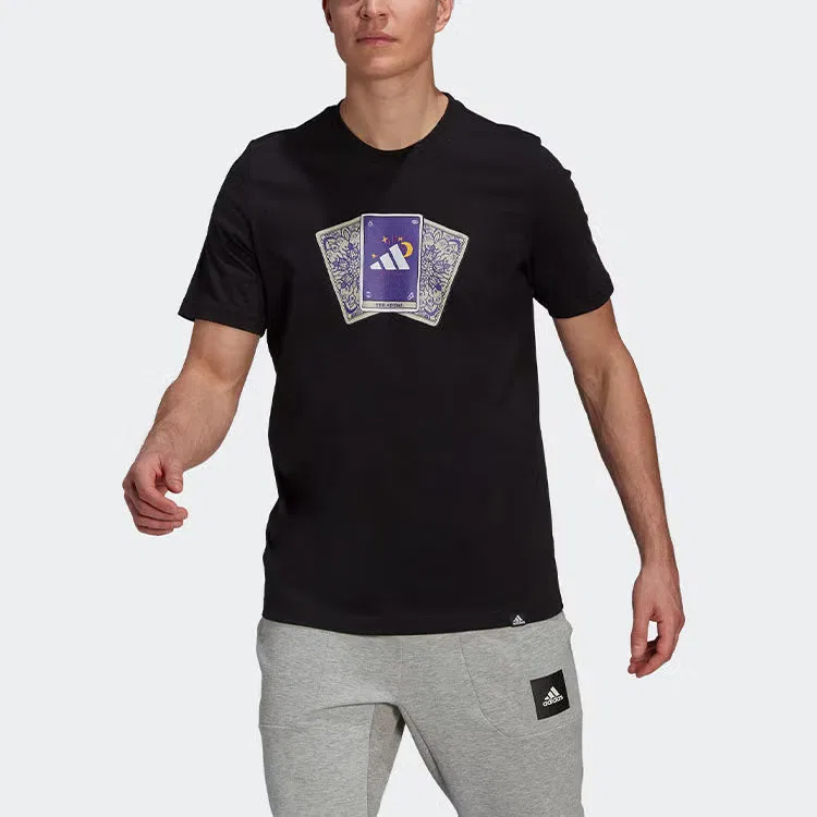 Футболка спортивная с принтом Tarot Bos Adidas, черный