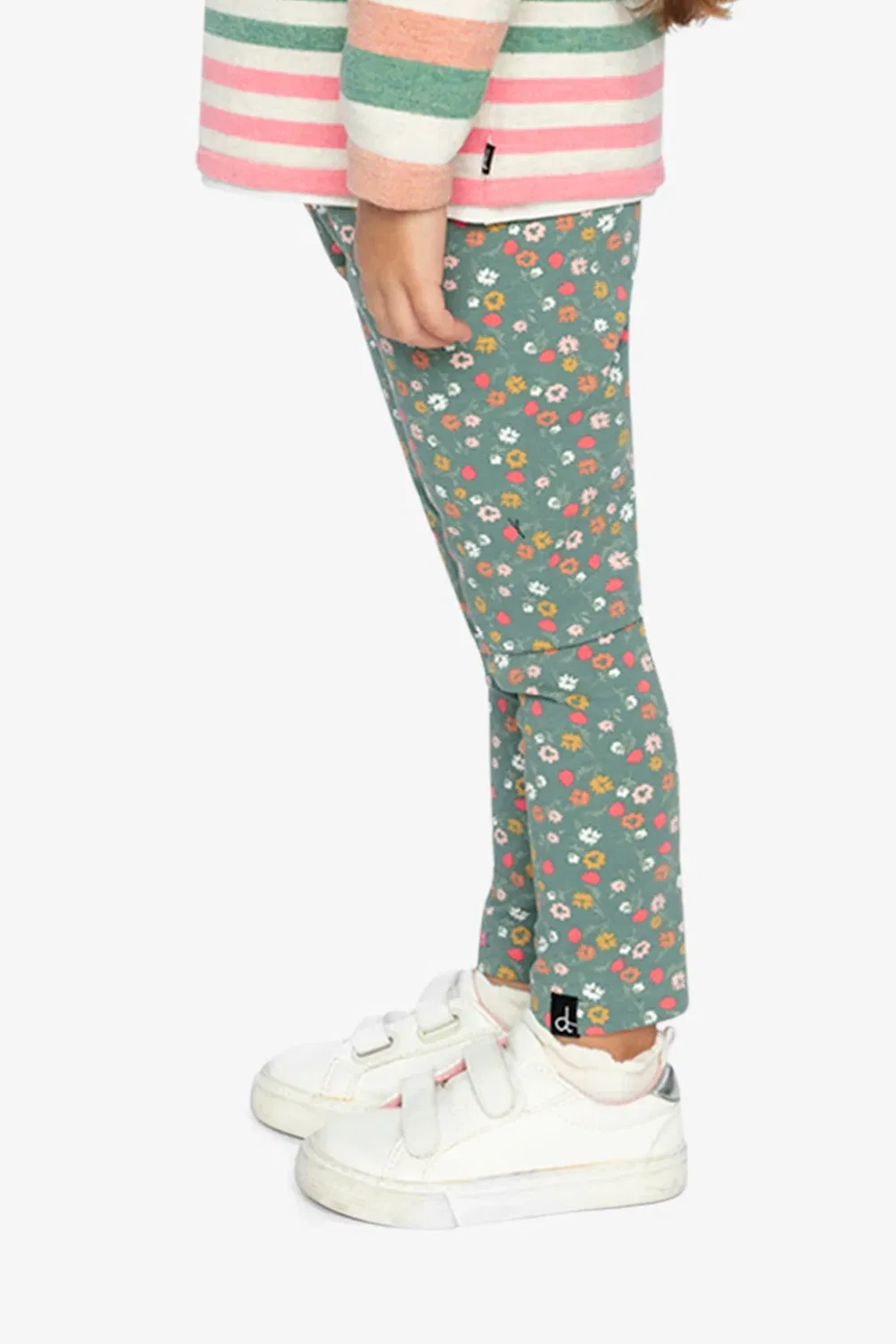Детские леггинсы хлопковые с принтом Green Floral Print Deux par Deux, Green Floral Print — фото 3