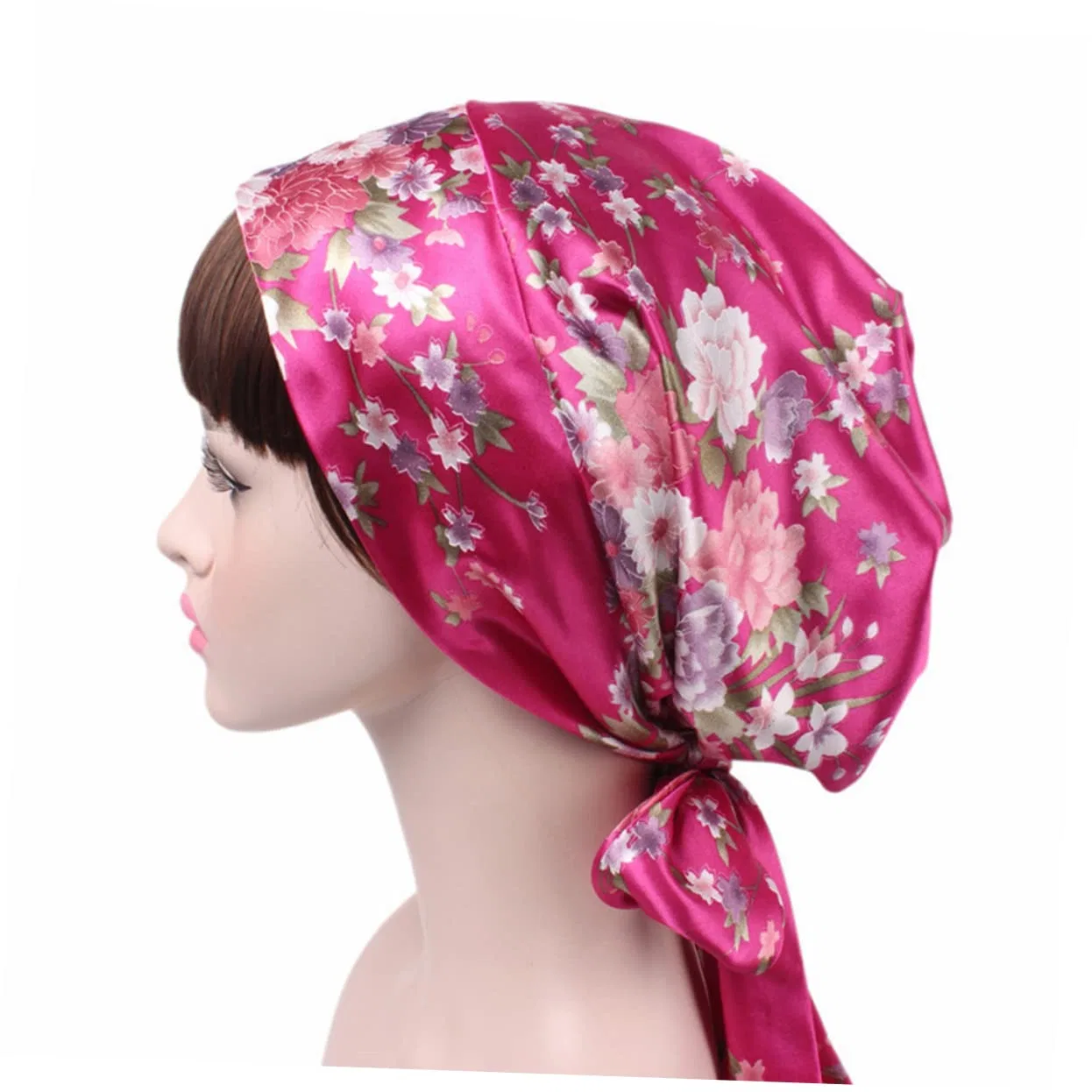 Шапочка для душа Satin с цветочным принтом, 2 шт, розовая Housoutil — фото 3