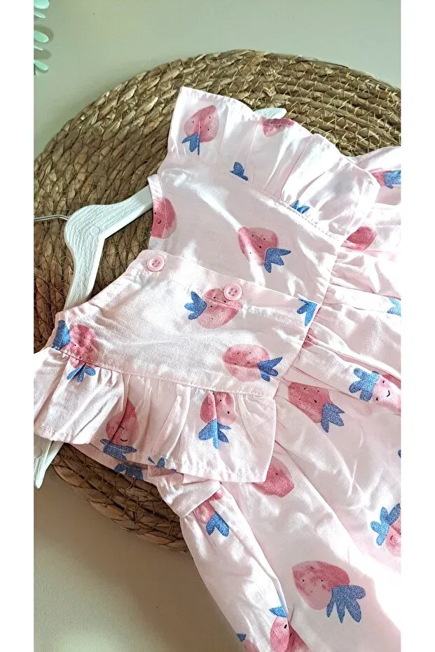 Детское платье для девочек хлопковое с принтом Strawberry Pattern Masalbebek_Tr, Pink — фото 4