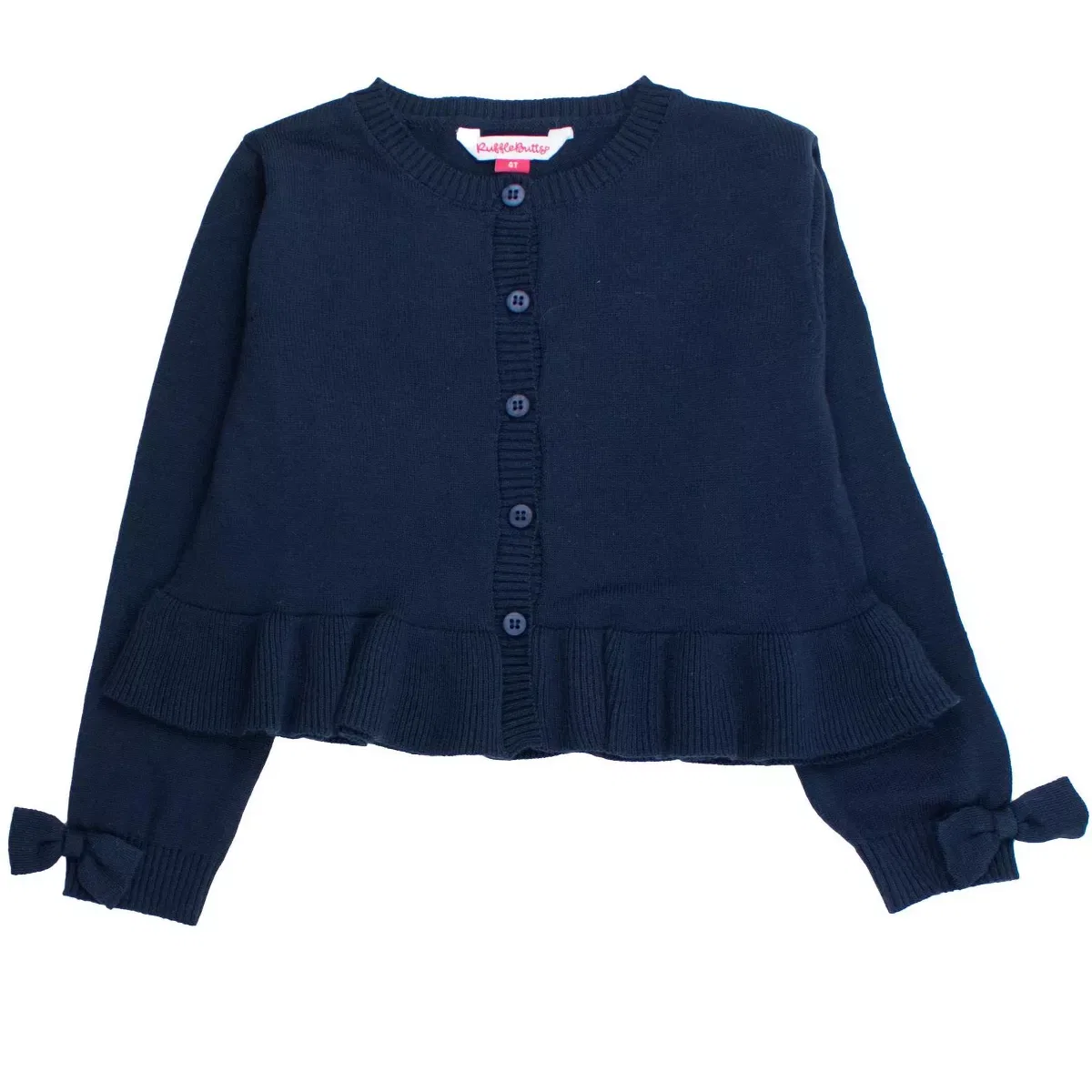 Детское кардиган-пеплум с длинным рукавом RuffleButts, Dark Navy