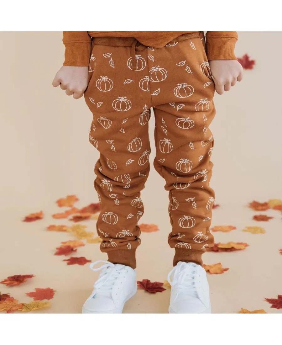 Детские джоггеры с принтом тыквы Pumpkin Jogger Sweet Wink, Burnt Orange — фото 3