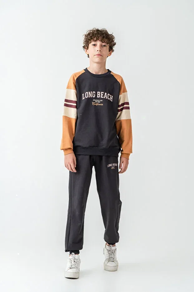 Детский спортивный комплект для мальчиков с принтом Mışıl Kids, Smoke Grey