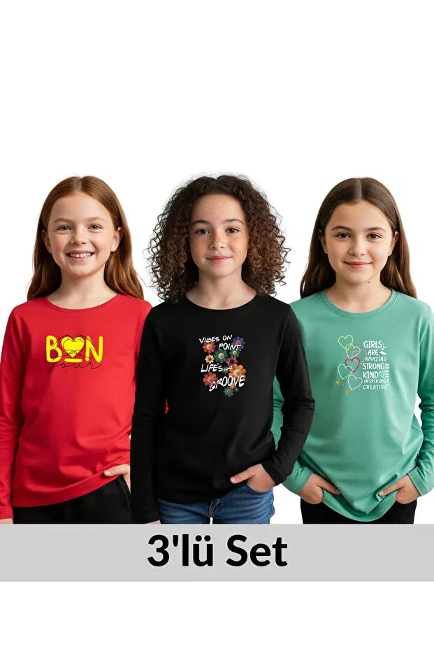 Детский комплект свитшотов с принтом Ya Ko Kids, Red-Black-Mint