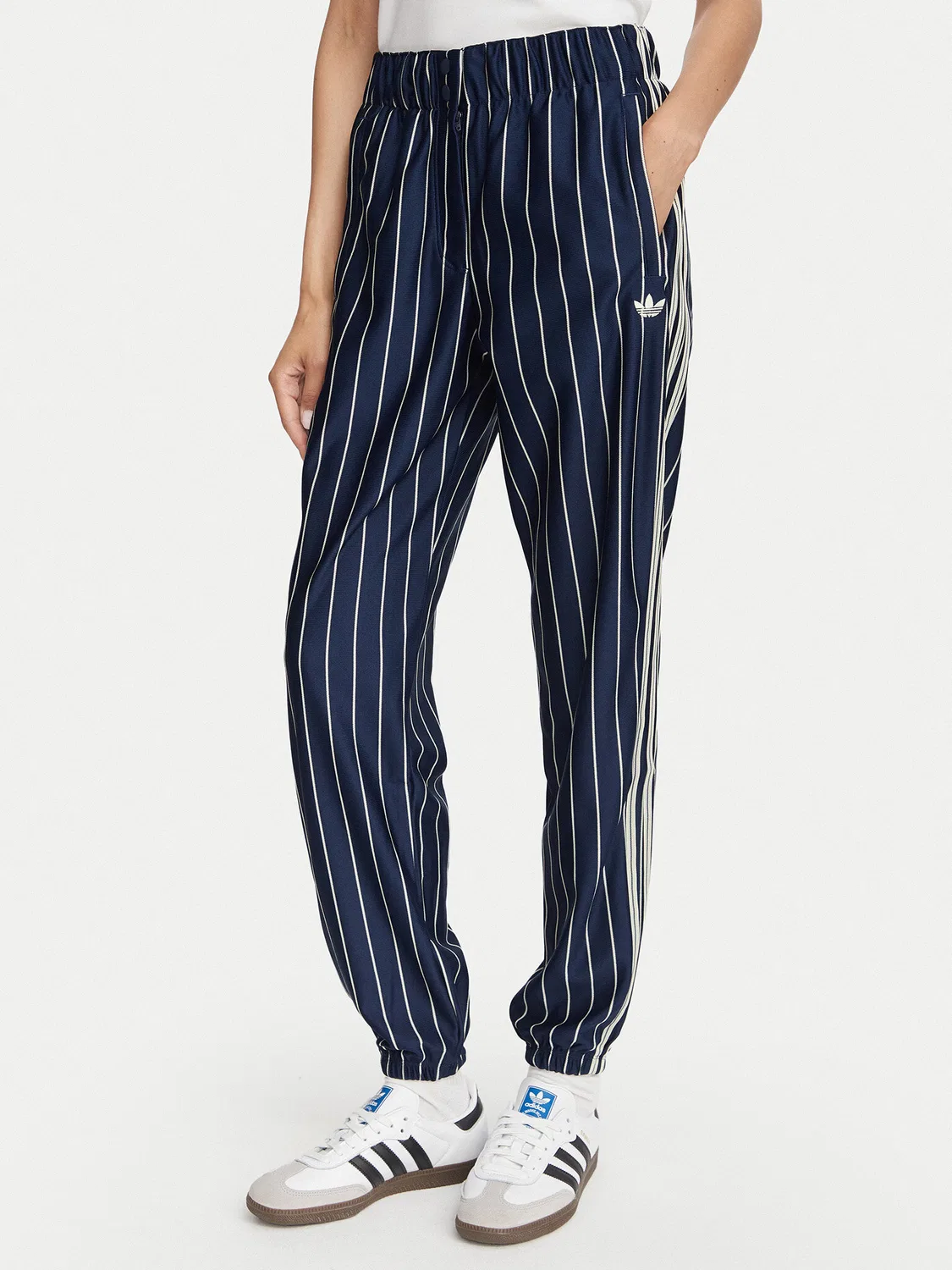 Женские спортивные штаны стандартного кроя Pinstripe Firebird Track Pant Adidas, темно-синий