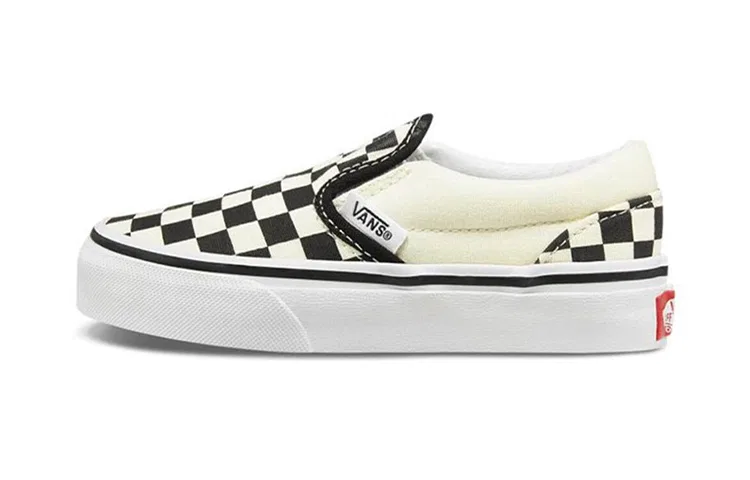 Детские кеды Vans Classic Slip-On с шахматным принтом, Черно-белые