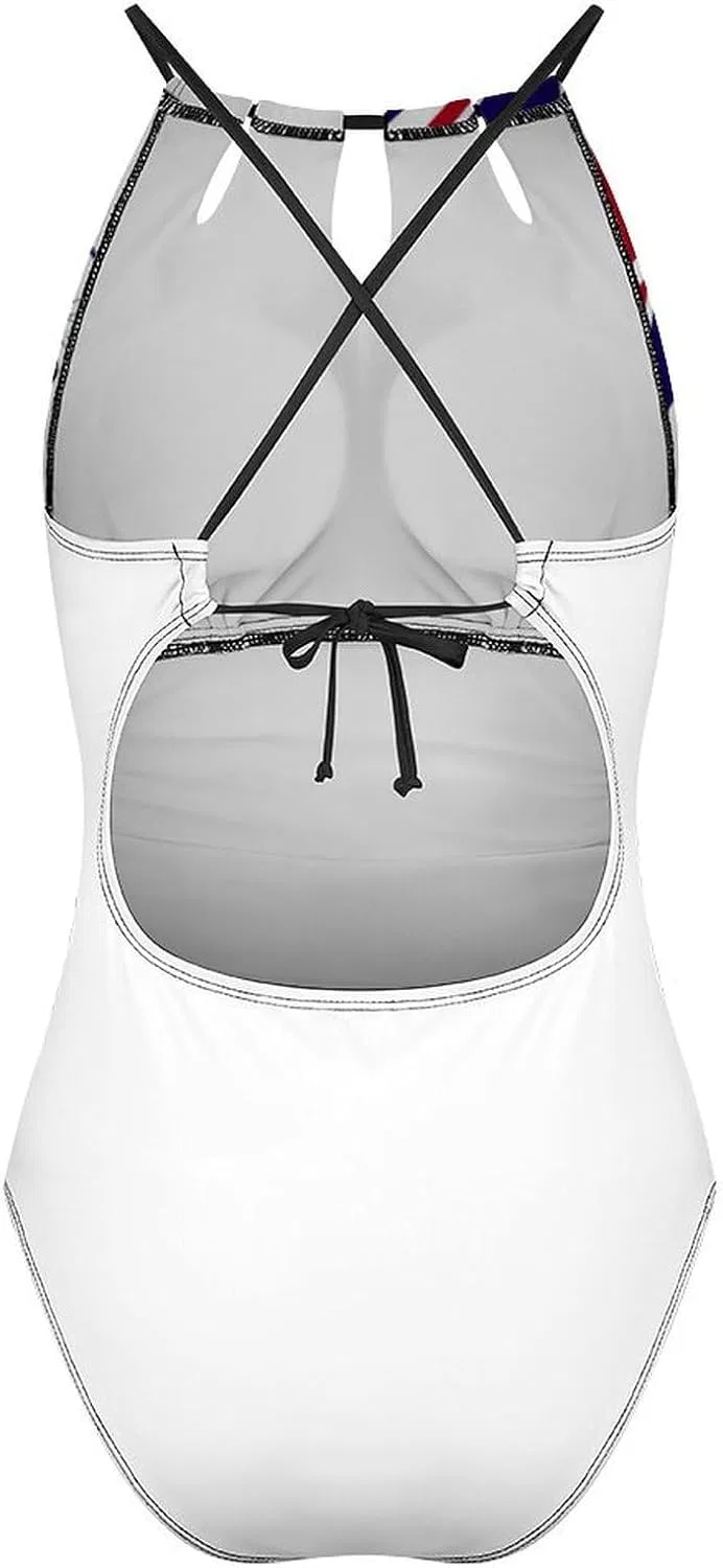 Женский цельный купальник с узором флага Доминиканы One-Piece, Style-4 — фото 4
