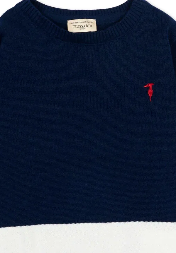 Джемпер из хлопка Maglioni Tru Trussardi Junior, синий — фото 3