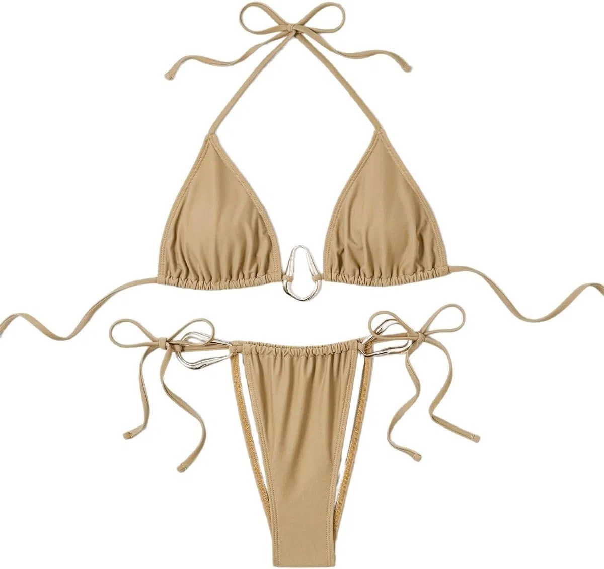 Женский бикини-комплект с металлическими кольцами PQ-B53, Beige