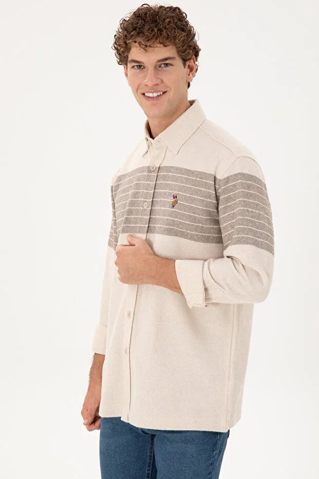 Мужская рубашка с длинным рукавом U.S. Polo Assn., Stone — фото 3
