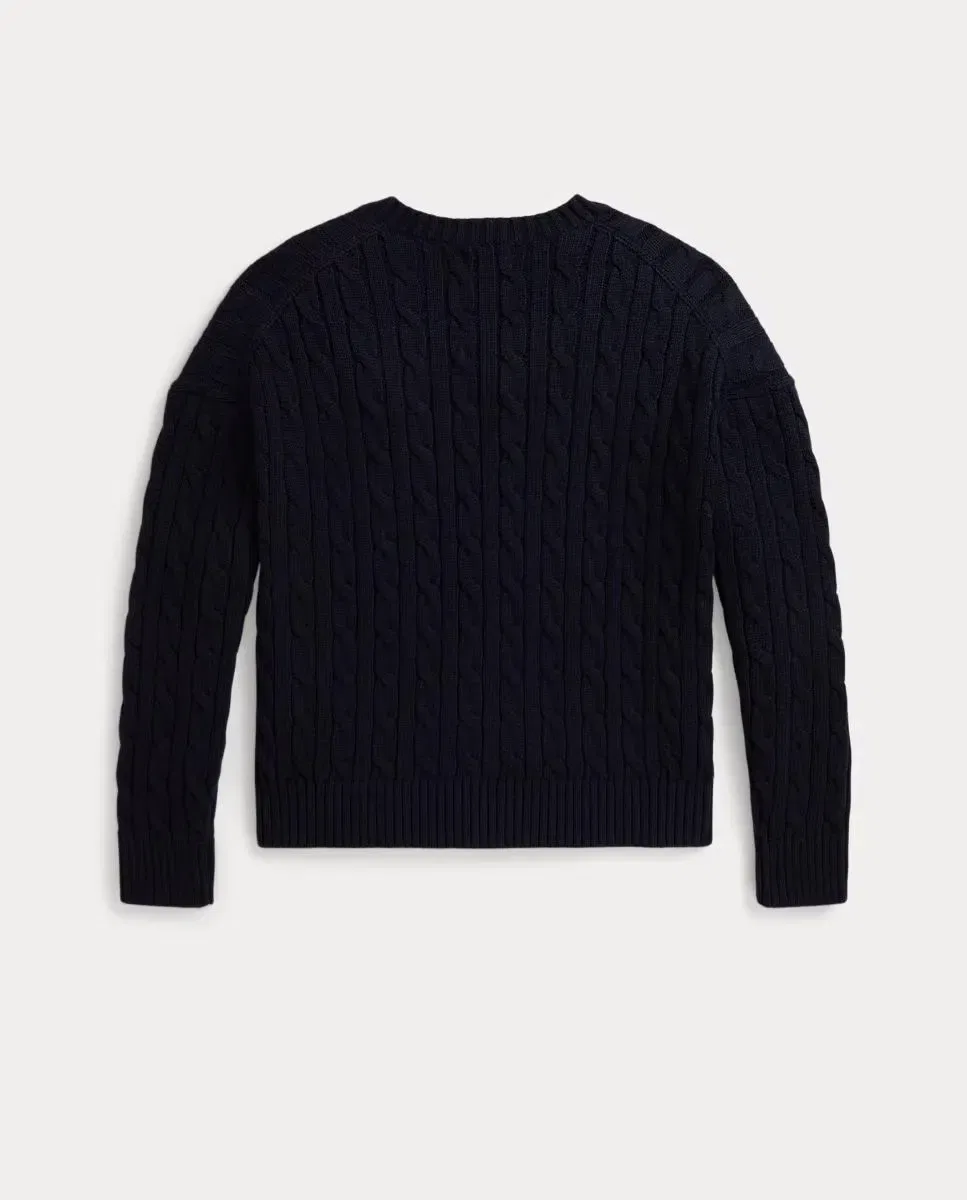 Детский свитер для девочек оверсайз с принтом Polo Ralph Lauren, Azul Marino — фото 2