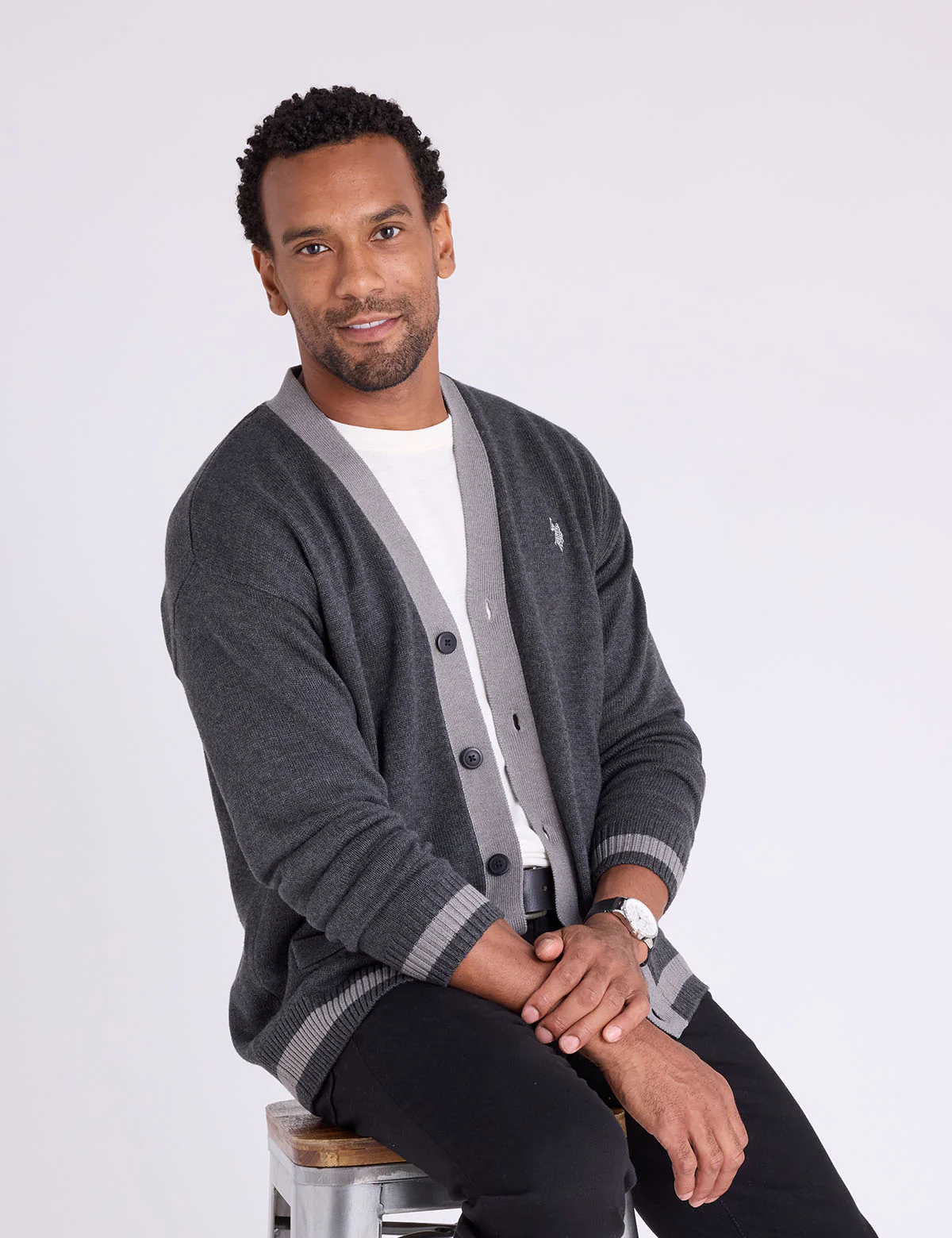 

Кардиган U.S. Polo Assn V-neck Relaxed Fit, серый