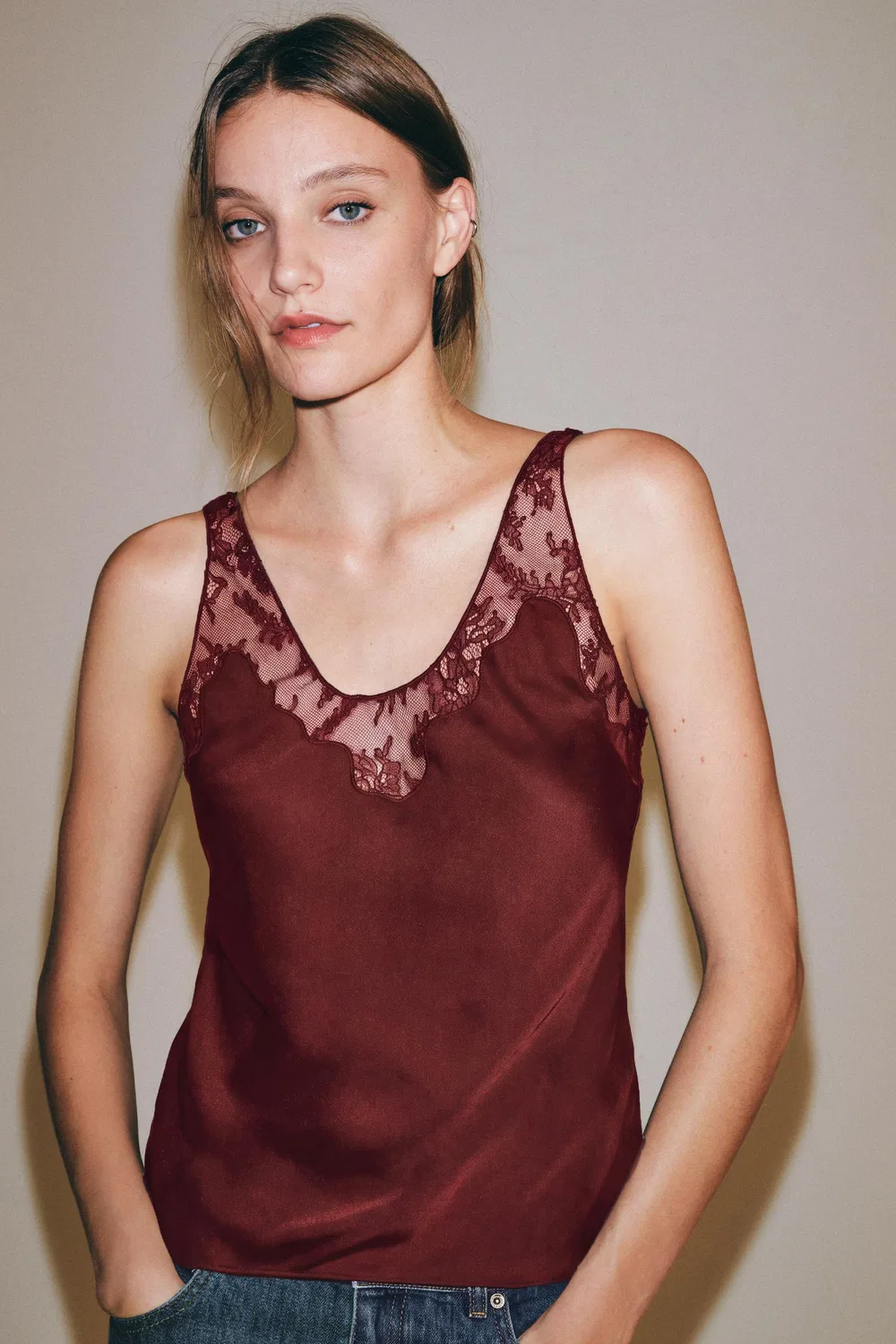 Топ в стиле кружева из коллекции ZW ZARA, Russet