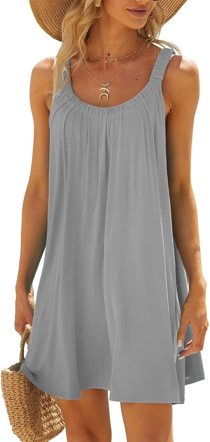 Женское пляжное платье с цветочным принтом V-образным вырезом Generic, Grey-1 — фото 2