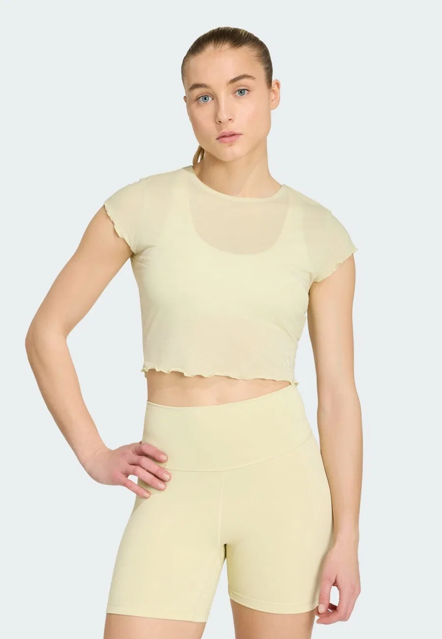 Футболка ADIDAS PERFORMANCE Performance Shirt 'Motion' пастельно-желтого цвета — фото 2