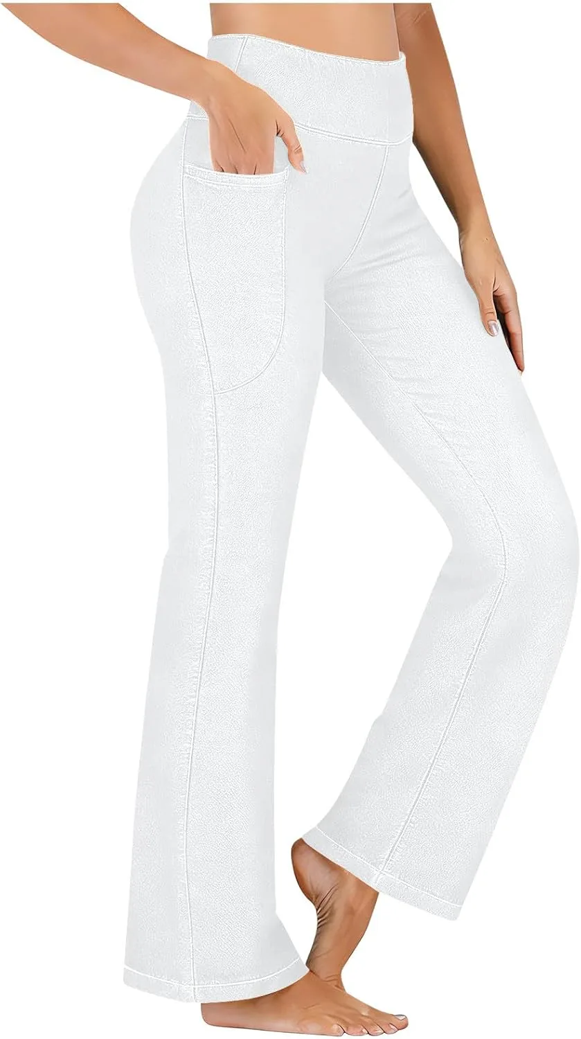 

Женские леггинсы с расклешенным низом и карманами в стиле деним