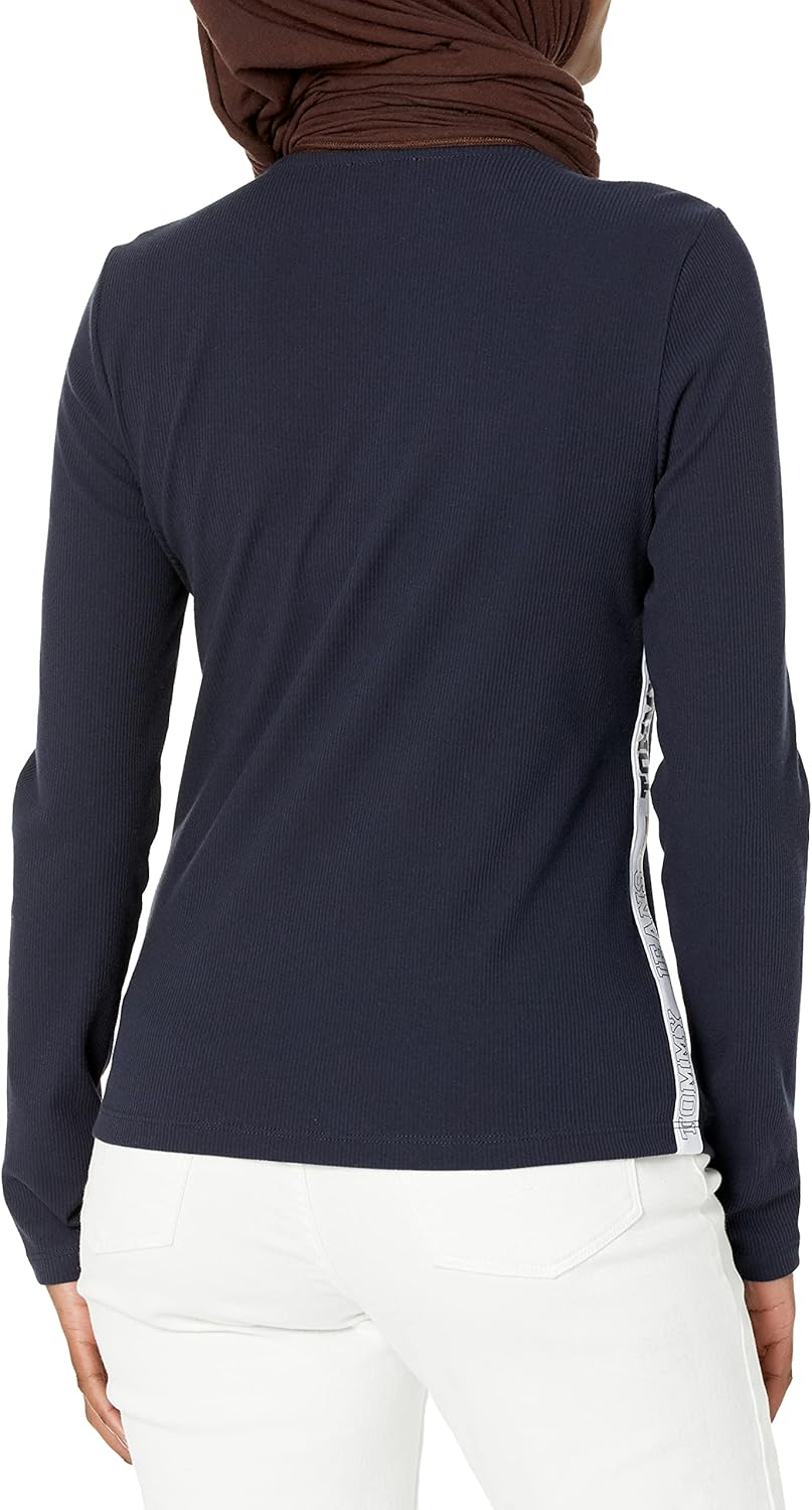 Tommy Hilfiger Женский лонгслив Tommy Jeans с квадратным вырезом и длинным рукавом, Dark Blue Sky — фото 2