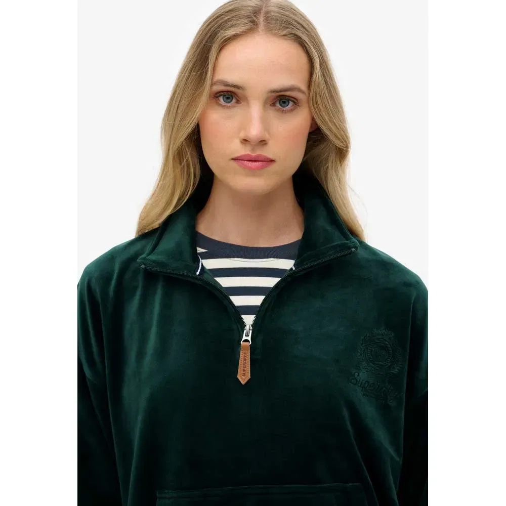 Женский свитшот с полузамком Country Club Velour Superdry, Green — фото 4