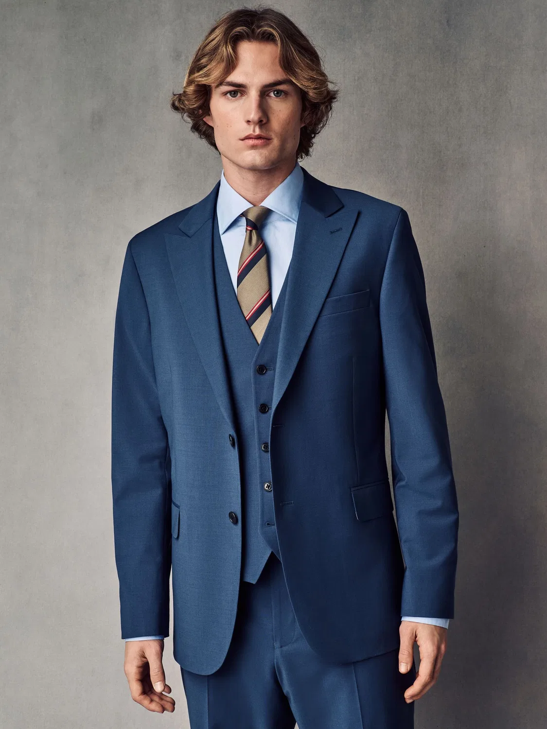 Пиджак Slim Fit Wool Blend Motionflex Next, синий — фото 2