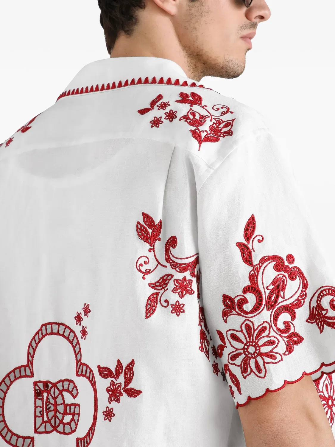 Рубашка Hawaii льняная белая Dolce & Gabbana, белый — фото 2