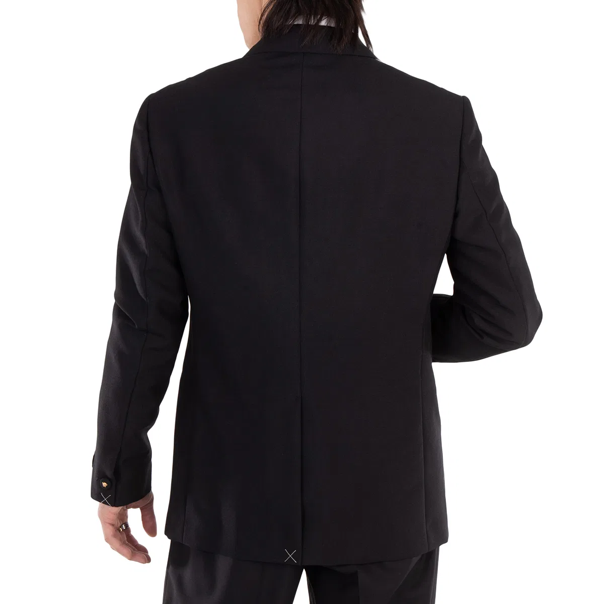 Блейзер однобортный с атласной отделкой Satin-Trim Single-Breasted Blazer Versace, Black — фото 3